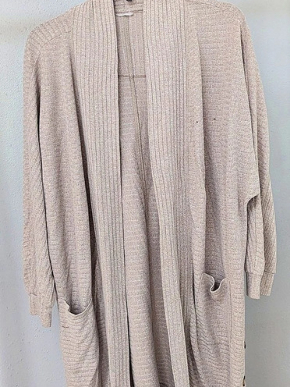 Free People Ribbed Up Maxi Cardigan Beige